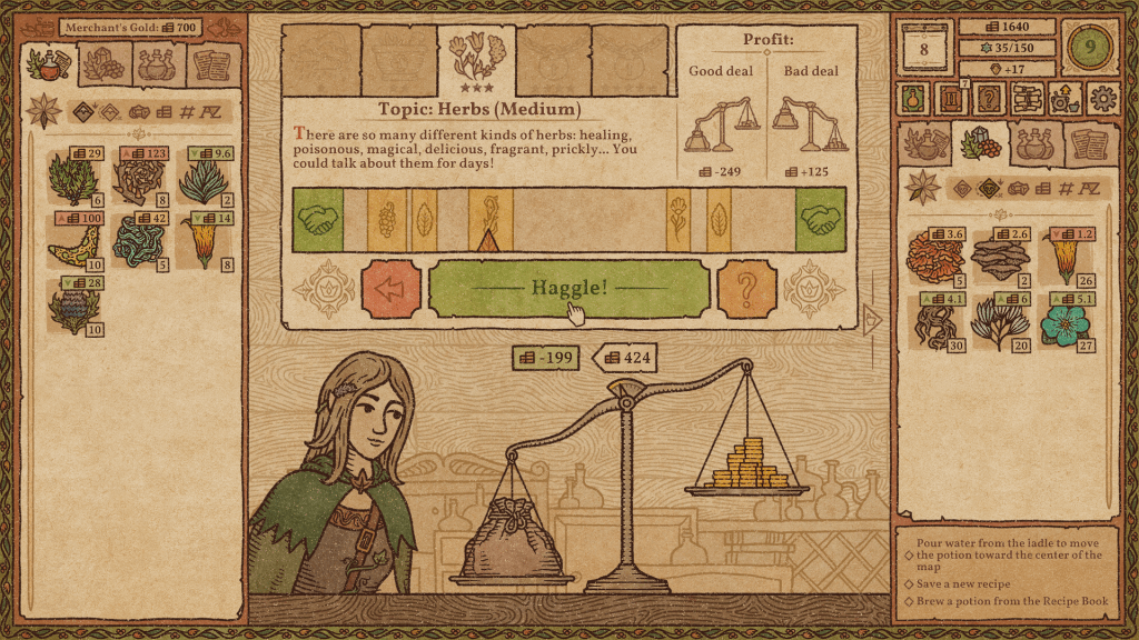 screenshot of haggling in Potion Craft