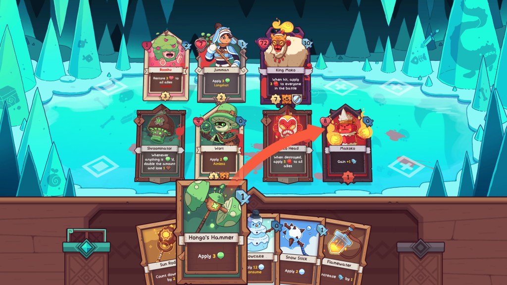 Applying a poison debuff in Wildfrost.