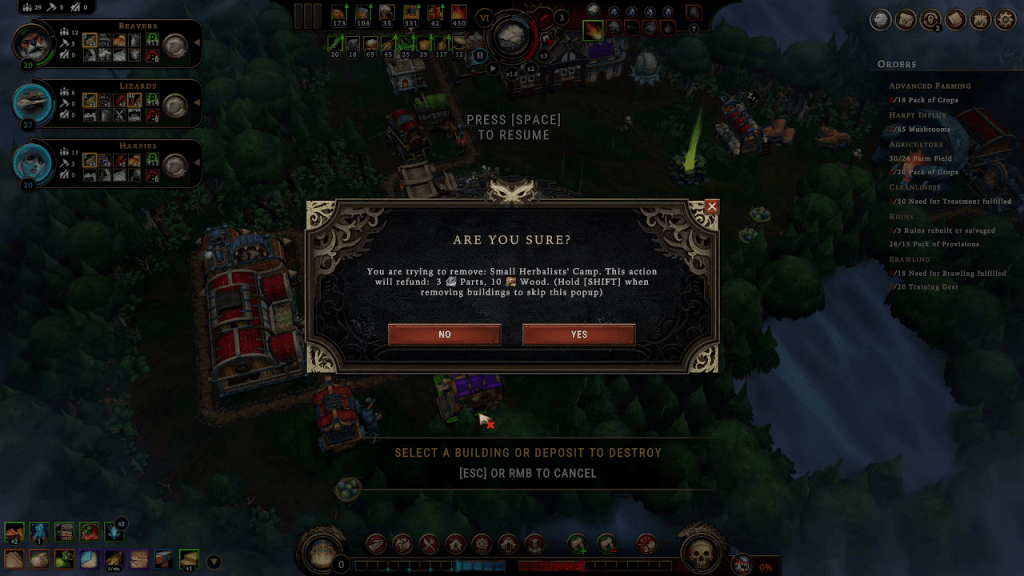 A building being refunded in full once it no longer serves a purpose.