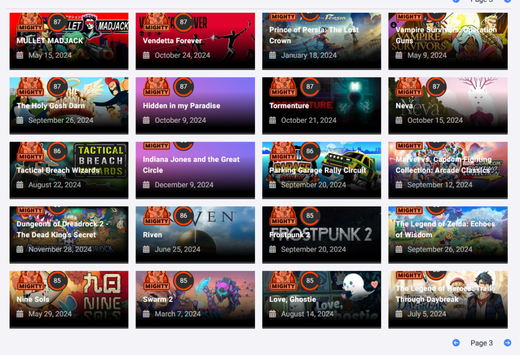 Opencritic's best reviewed games of 2024, page 3.