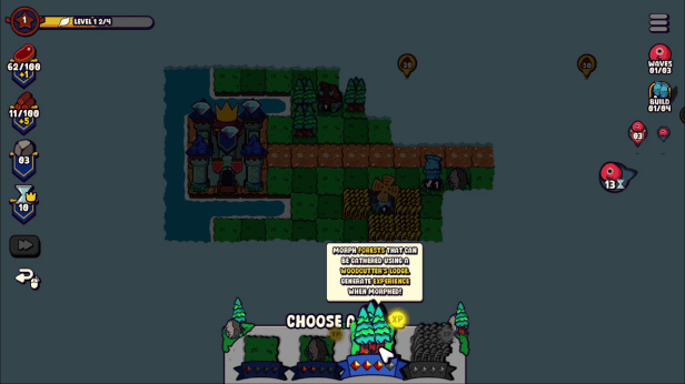 Adding a forest tile to my island in Islets Defense.