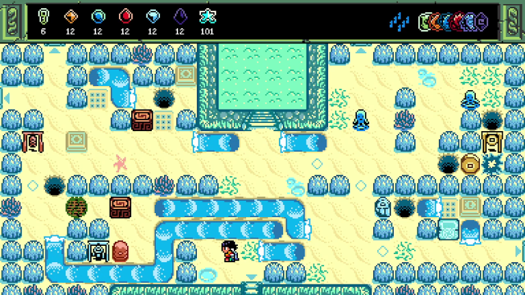 Immediately getting confused by the rapids on the water themed island of Isles of Sea and Sky.