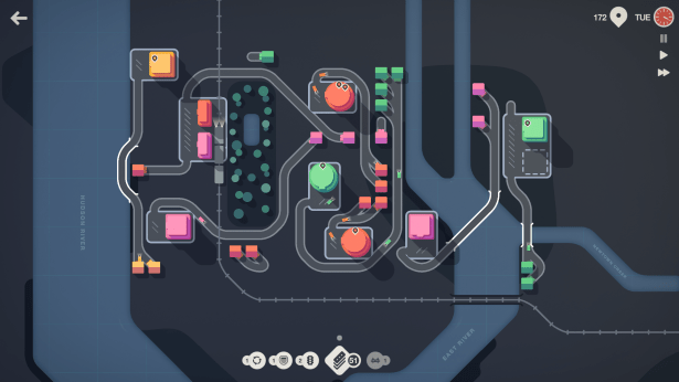 Keeping all colours separated in Mini Motorways.