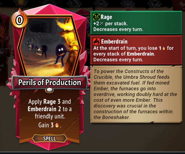 The Perils of Production Card from Monster Train 2.