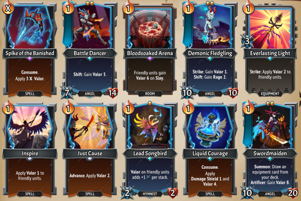 Some examples of cards with Valor.