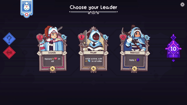 The randomly generated team leaders of Wildfrost.