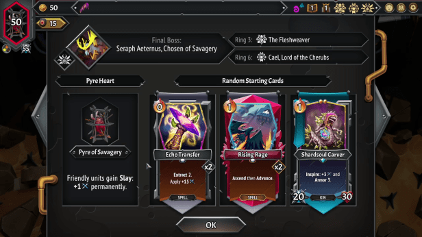 Example of random gifted cards in Monster Train 2.