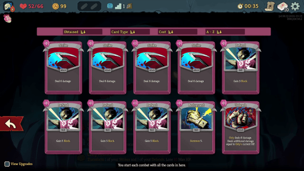 The Necrobinder's starting deck in Slay the Spire 2.