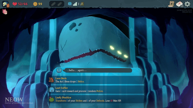 Neow offering card drafts in Slay the Spire 2 before your run starts.