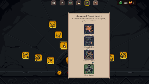 The newly reworked yellow skill tree in The King is Watching.