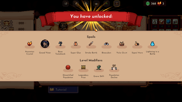 Example of some of the rewards on offer in Shifting Sands.