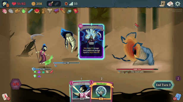 A screenshot showing Protector dealing 52 damage after Osty was buffed with Reanimate.