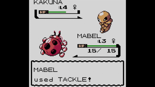 Mabel fighting a Wild Kakuna.