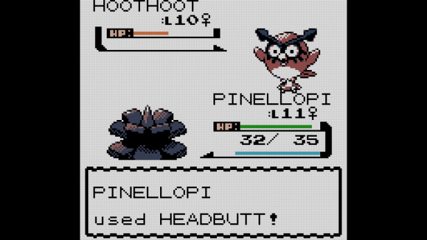 Pinellopi easily taking down the competition with Headbutt.