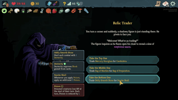 Screenshot of the Relic Trader Event in Slay the Spire 2.