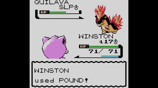 Winston beating down Kevin's Quilava.