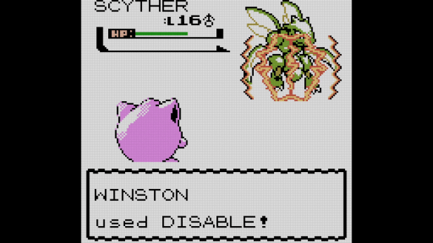 Winston disabling Bugsy's Scyther so it could no longer use Fury Cutter.