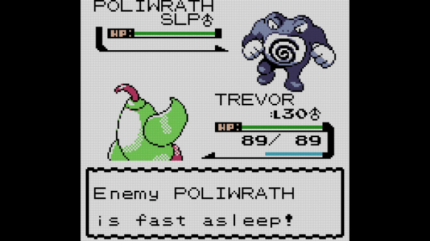 Trevor outrunning Chuck's Poliwrath.